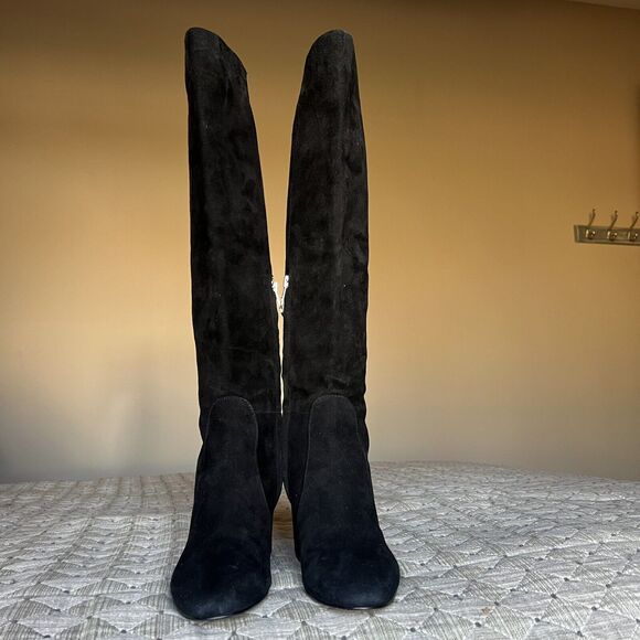 Sam Edelman Thora Black Suede Knee High Boot Block Heel Side Zip Women 5.5 - Picture 7 of 16